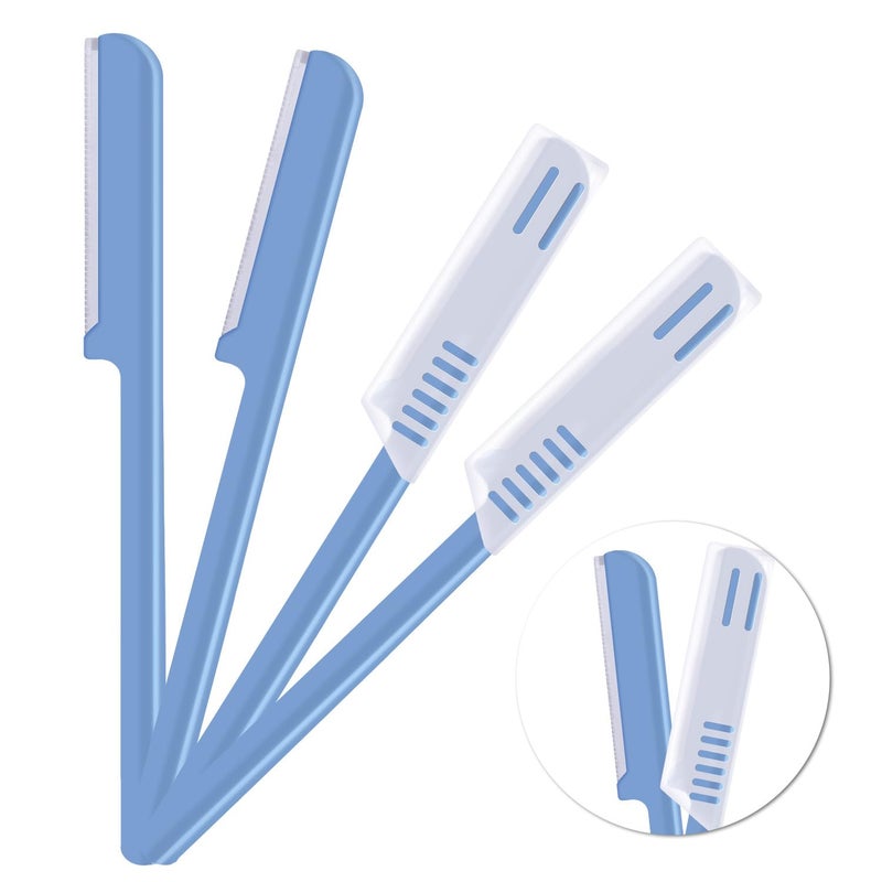 Mudder Women's Facial Razor Eyebrow Shaver Razor Brow Shaper Eyebrow Trimmer Dermaplaner Shaping Tool with Cover (Blue) - Image 4